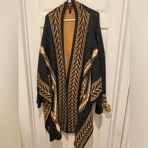 G.I.L.I. Black and Gold Knit Poncho